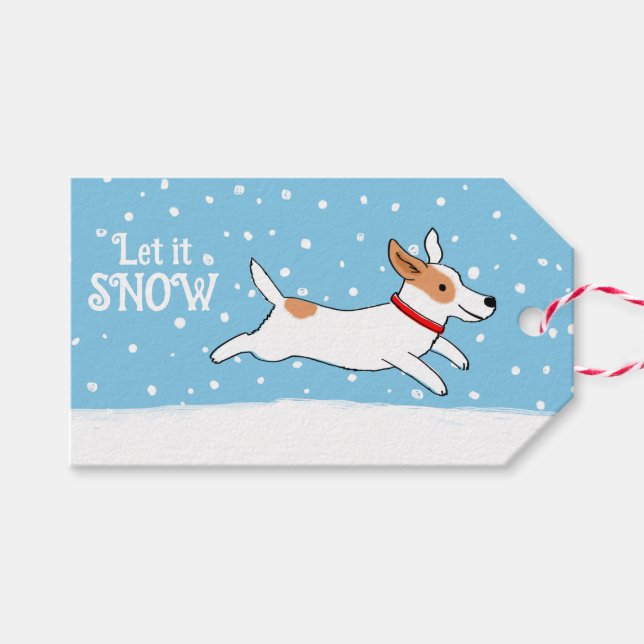 Jack Russell Snö Hund jul Helgdag Gift Presentetikett (Framsidan (Horizontal))