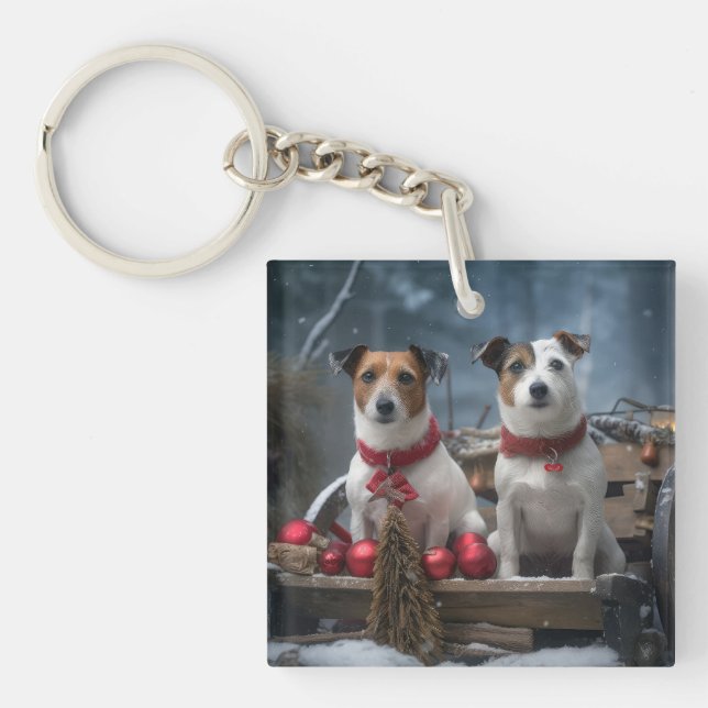 Jack Russell Snöig släde juldekoration  (Framsidan)