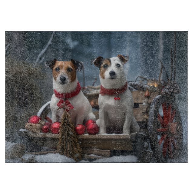 Jack Russell Snöig släde juldekoration  (Framsidan)