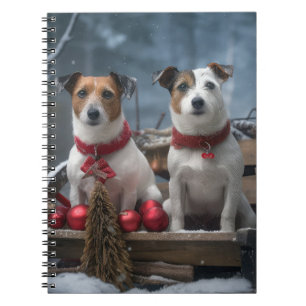 Jack Russell Snöig släde juldekoration Anteckningsbok