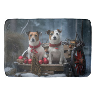 Jack Russell Snöig släde juldekoration Badrumsmatta