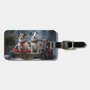 Jack Russell Snöig släde juldekoration  Bagagebricka
