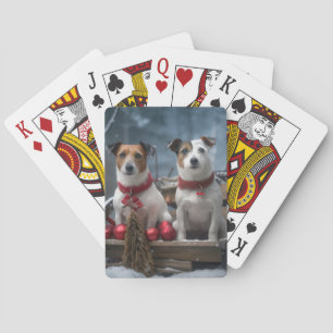 Jack Russell Snöig släde juldekoration  Casinokort
