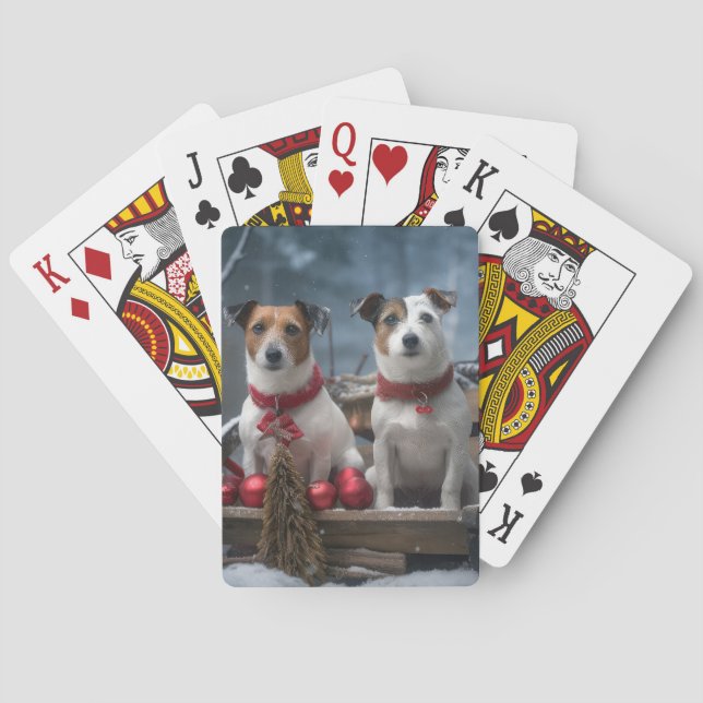Jack Russell Snöig släde juldekoration  Casinokort (Baksidan)
