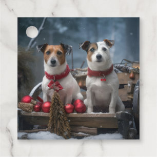 Jack Russell Snöig släde juldekoration Gåvor Etiketter