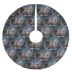 Jack Russell Snöig släde juldekoration Julgransmatta Borstad Polyester