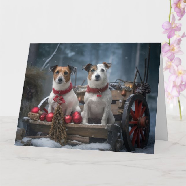 Jack Russell Snöig släde juldekoration  Kort (Orkide)