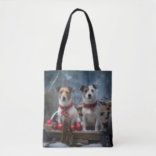 Jack Russell Snöig släde juldekoration Tygkasse