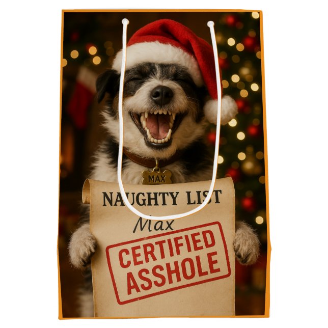 Jack Russell söt Naughty List presentväska (Baksidan)