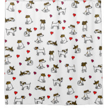 Jack Russell Tecknad Shower Curtain