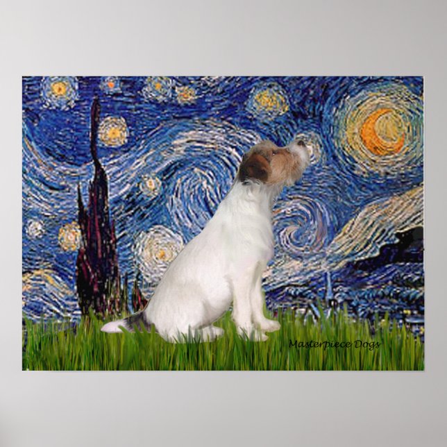 Jack Russell Terrier 5 - Starry Night Poster (Framsidan)