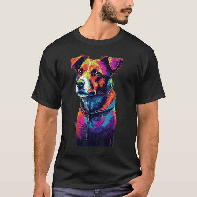 Jack Russell Terrier 80s Dog T Shirt (Framsida)