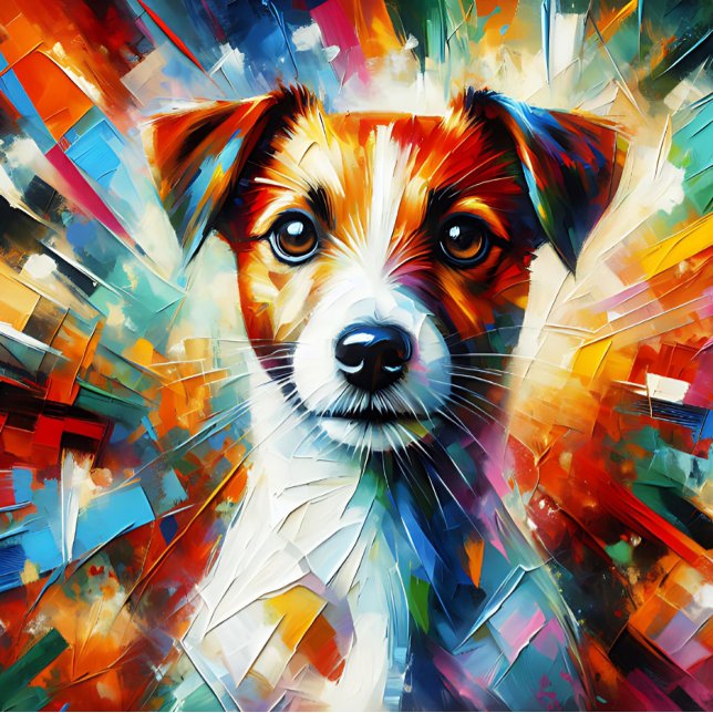 Jack Russell Terrier Akryltryck | Färgrik Pussel (Skapare uppladdad)