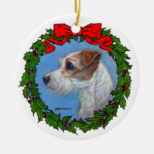 Jack Russell Terrier Art av Glenda S. Harlan Julgransprydnad Keramik