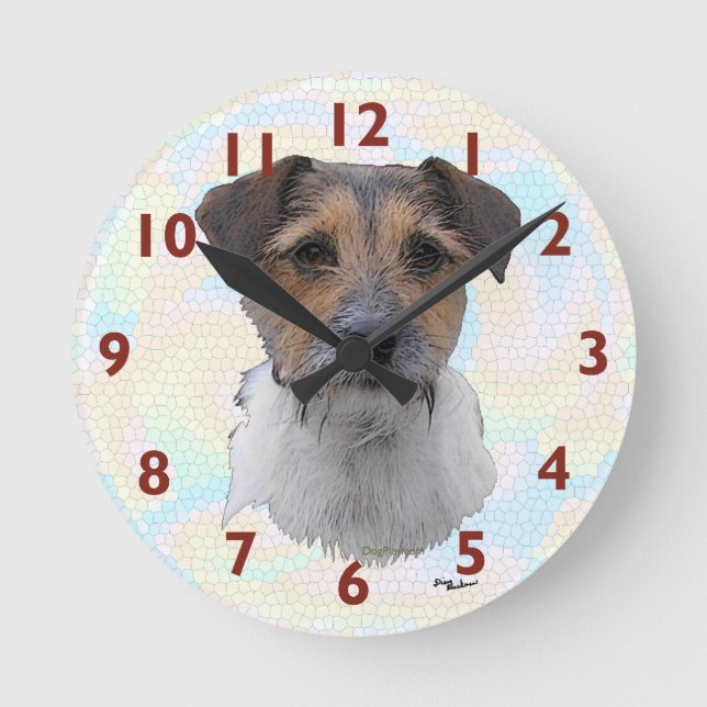 Jack Russell Terrier Art Rund Klocka (Framsida)