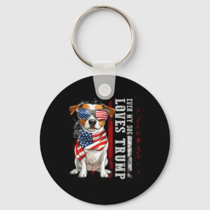 Jack Russell Terrier Även Min Hund älskar Trump Ro Nyckelring
