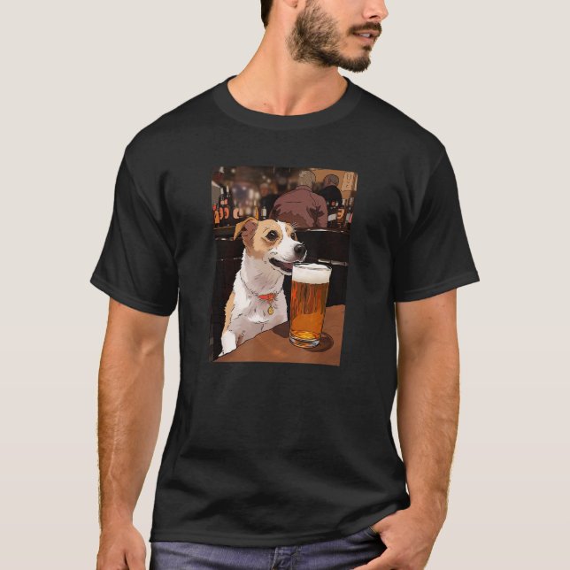Jack Russell Terrier Beer Rolig hund Drinking T Shirt (Framsida)