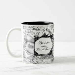 JACK RUSSELL Terrier Black Toile med anpassning Två-Tonad Mugg