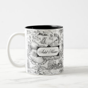 JACK RUSSELL Terrier Black Toile med eget namn Två-Tonad Mugg
