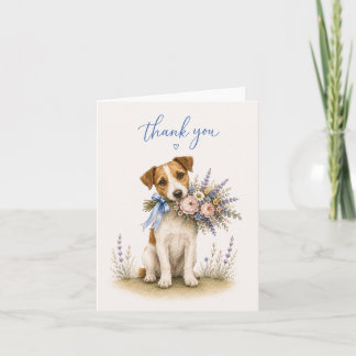 Jack Russell Terrier Blombukett Tack Kort
