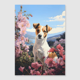 Jack Russell Terrier Blommigt har Magnetic Card