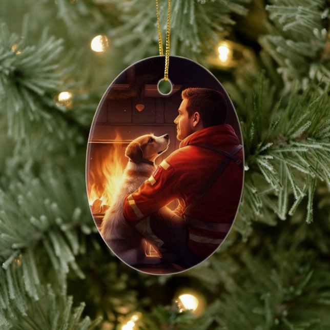 Jack Russell Terrier Brandman, Valp, Hundägare Julgransprydnad Keramik (Träd)