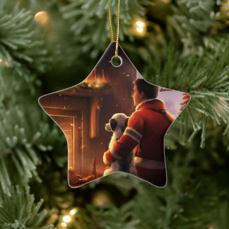 Jack Russell Terrier Brandman, Valp, Hundägare Julgransprydnad Keramik