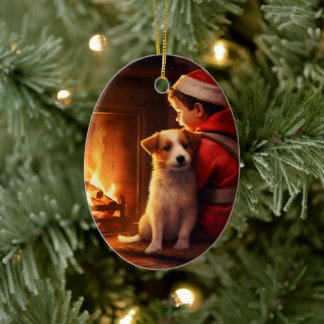 Jack Russell Terrier Brandman, Valp, Hundägare Julgransprydnad Keramik