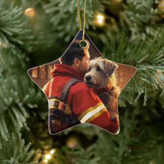 Jack Russell Terrier Brandman, Valp, Hundägare Julgransprydnad Keramik