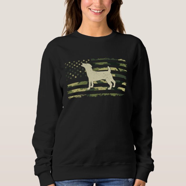 Jack Russell Terrier  Camouflage  American Flag T Shirt (Framsida)
