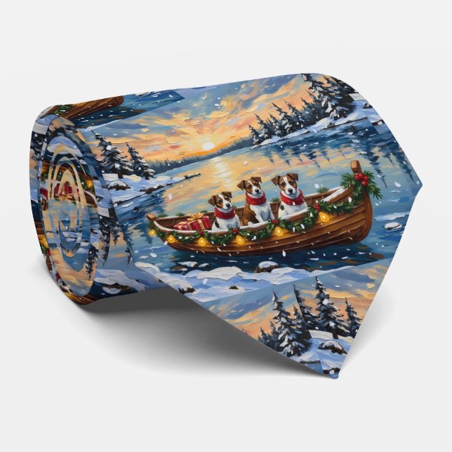 Jack Russell Terrier Christmas Boat Holiday Slips (Rullad)