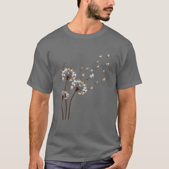 Jack Russell Terrier Dandelion Hundälskares T Shirt (Framsida)