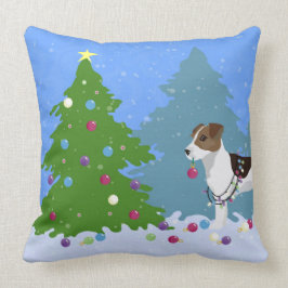 Jack Russell Terrier Decorating Julgran Kudde