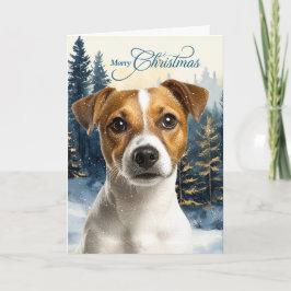 Jack Russell Terrier Dog Pine Forest Christmas Helgkort