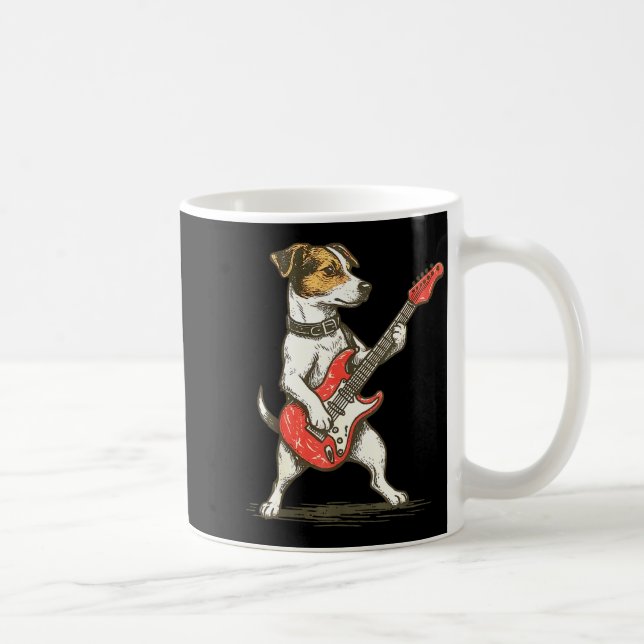 Jack Russell Terrier Dog Playing Guitar Rocker Gui Kaffemugg (Höger)