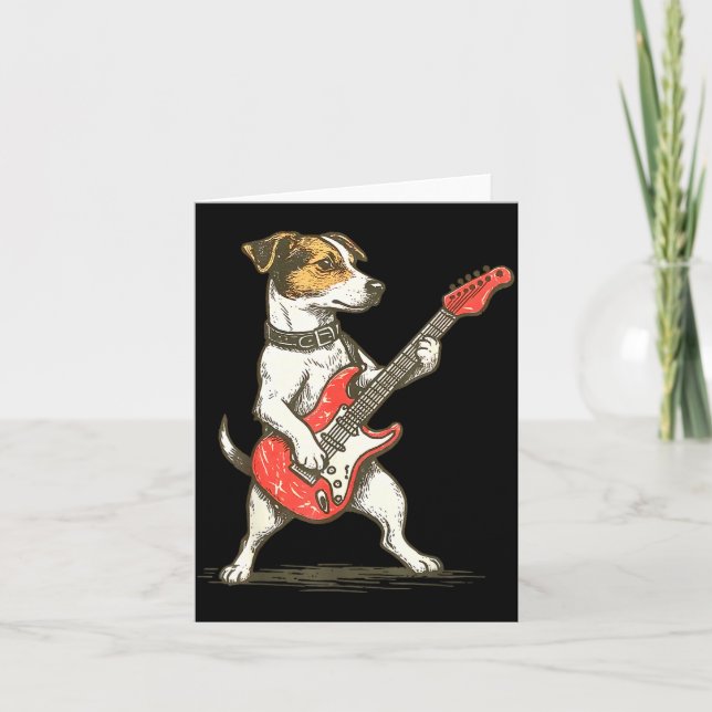 Jack Russell Terrier Dog Playing Guitar Rocker Gui Kort (Framsida)