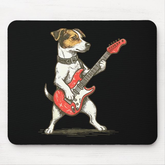 Jack Russell Terrier Dog Playing Guitar Rocker Gui Musmatta (Framsidan)
