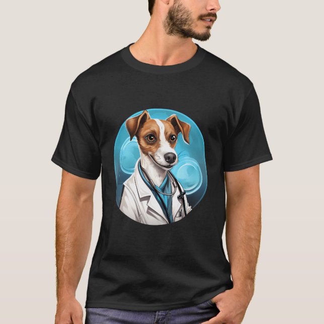 Jack Russell Terrier Doktor Rolig hund professiona T Shirt (Framsida)