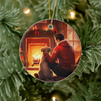 Jack Russell Terrier Fireman, Puppy, Pet Hund älsk Julgransprydnad Keramik