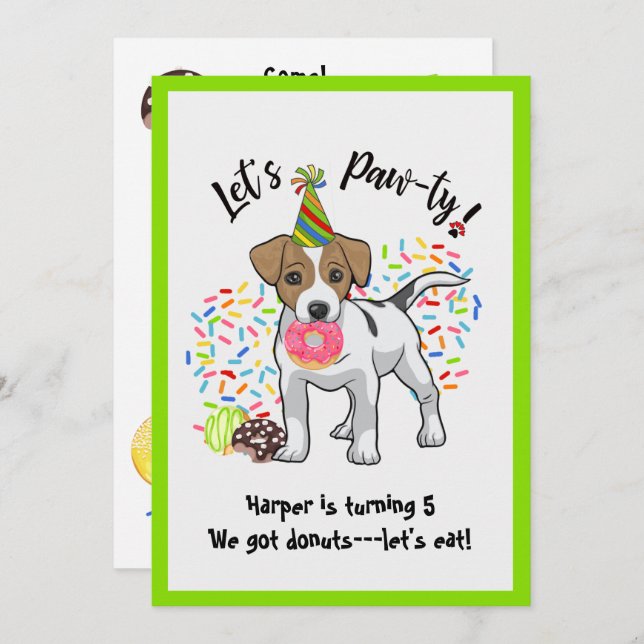 Jack Russell Terrier Födelsedagsfest inbjudan (Fram/baksida)