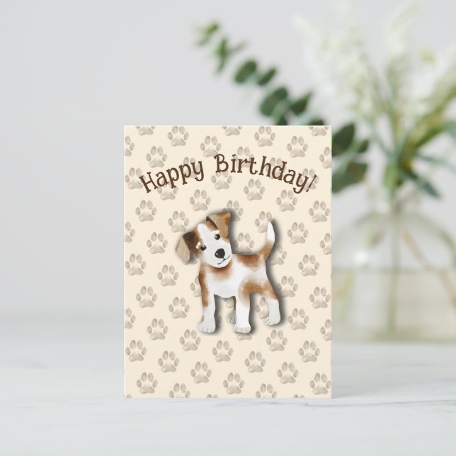 Jack Russell Terrier Glad födelsedag Redigerbar Vykort (Stående Fram)