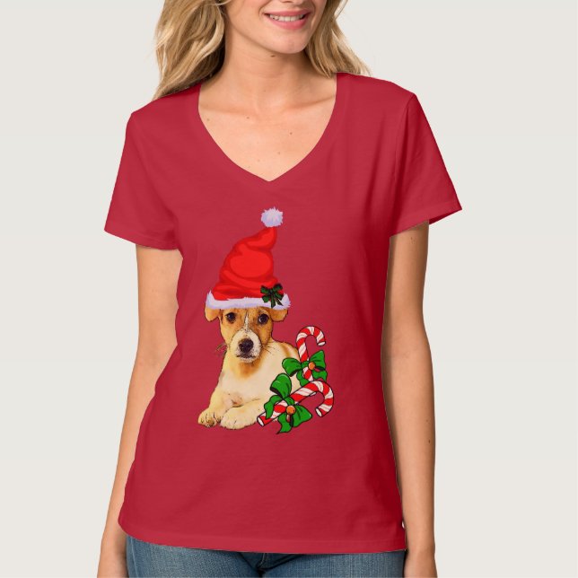 Jack Russell Terrier God jul Tee (Framsida)
