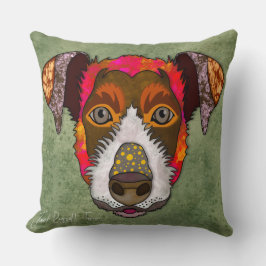 Jack Russell Terrier handmålad Dekorativ kudde