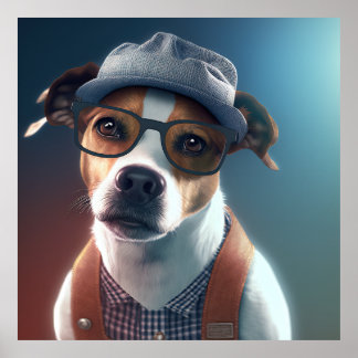 Jack Russell Terrier Hipster Hund Poster