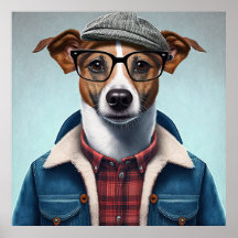 Jack Russell Terrier Hipster Hund Poster