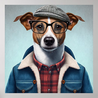 Jack Russell Terrier Hipster Hund Poster