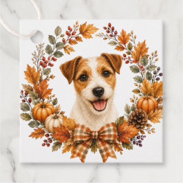 Jack Russell Terrier Höstkrans Gåvor Etiketter