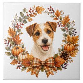 Jack Russell Terrier Höstkrans Kakelplatta