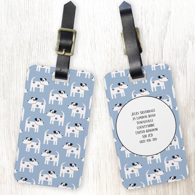 Jack Russell Terrier Hund Anpassningsbar Bagagebricka (Fun Parson Jack Russell Terrier dog pattern personalized luggage tag for dog lovers)