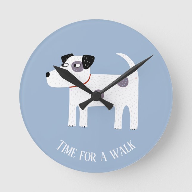Jack Russell Terrier Hund Anpassningsbar Text Rund Klocka (Framsida)